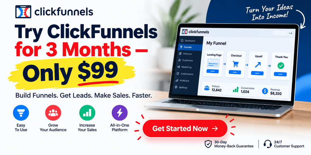 ClickFunnels 3-month trial offer for $99