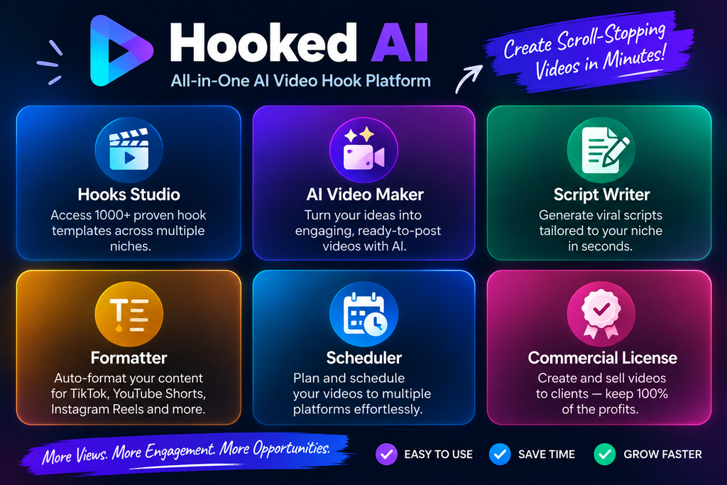 Hooked AI key features overview graphic