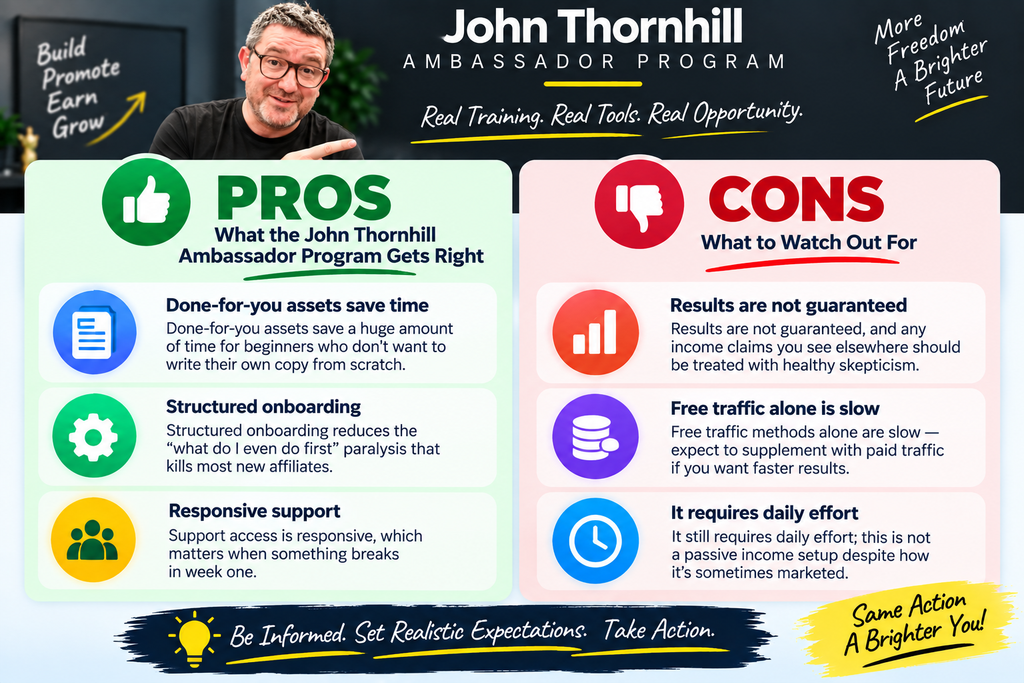 pros and cons of John Thornhill Ambassador Program