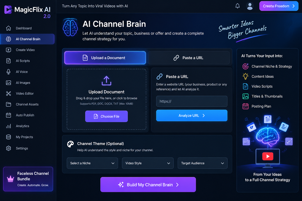 MagicFlix AI 2.0 Review — AI Channel Brain setup.