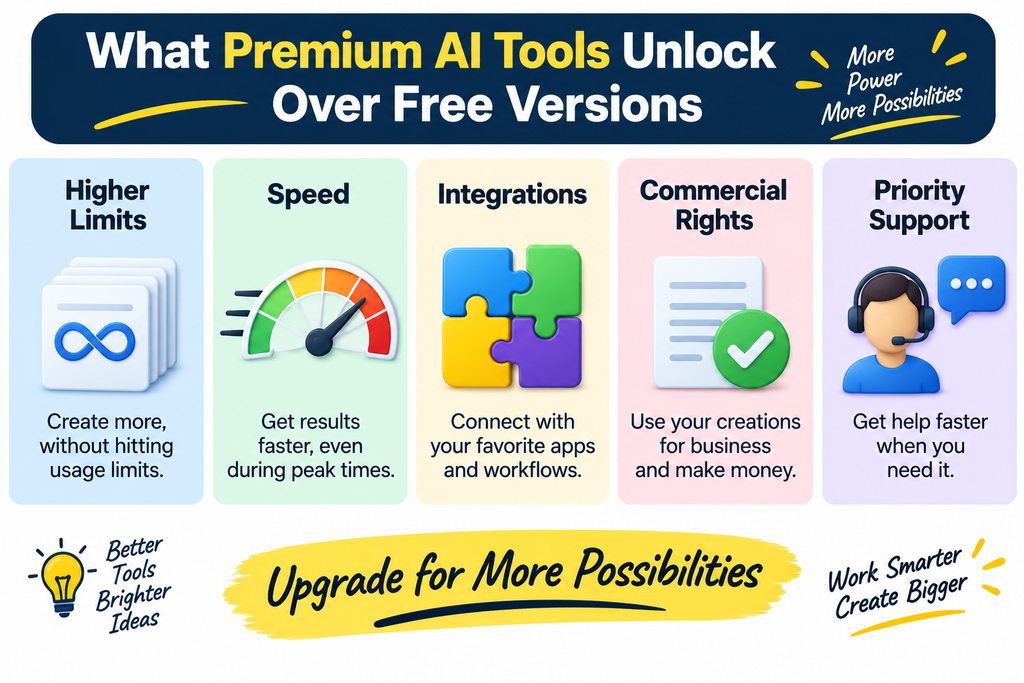 what premium AI tools unlock over free versions