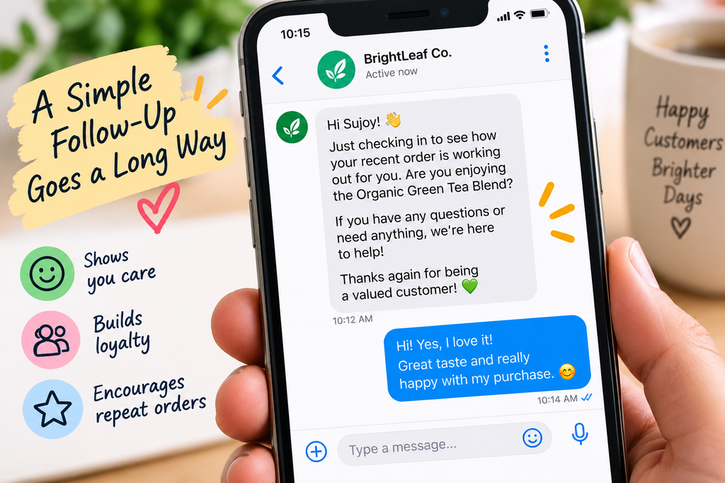 customer experience follow-up message example.