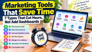 Read more about the article Marketing Tools That Save Time: 7 Types That Cut Hours, Not Add Dashboards