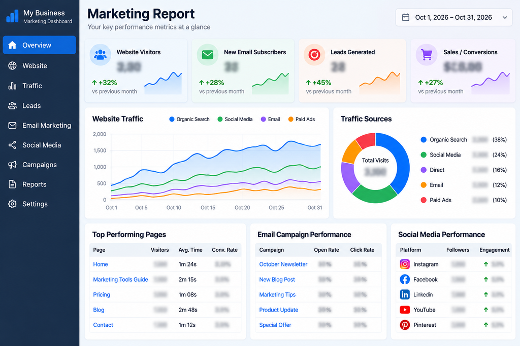 one-page marketing report example
