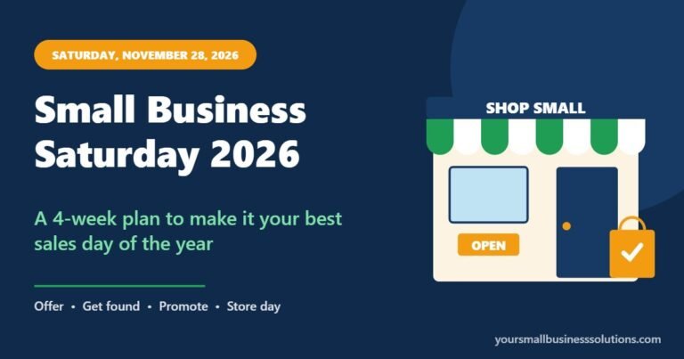 Small Business Saturday 2026 4-week plan for November 28